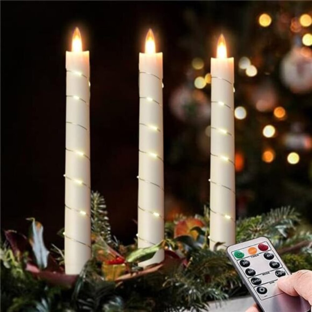 Flameless Cone-Shaped Candle, Patented with Starlight String Key Remote Control‎